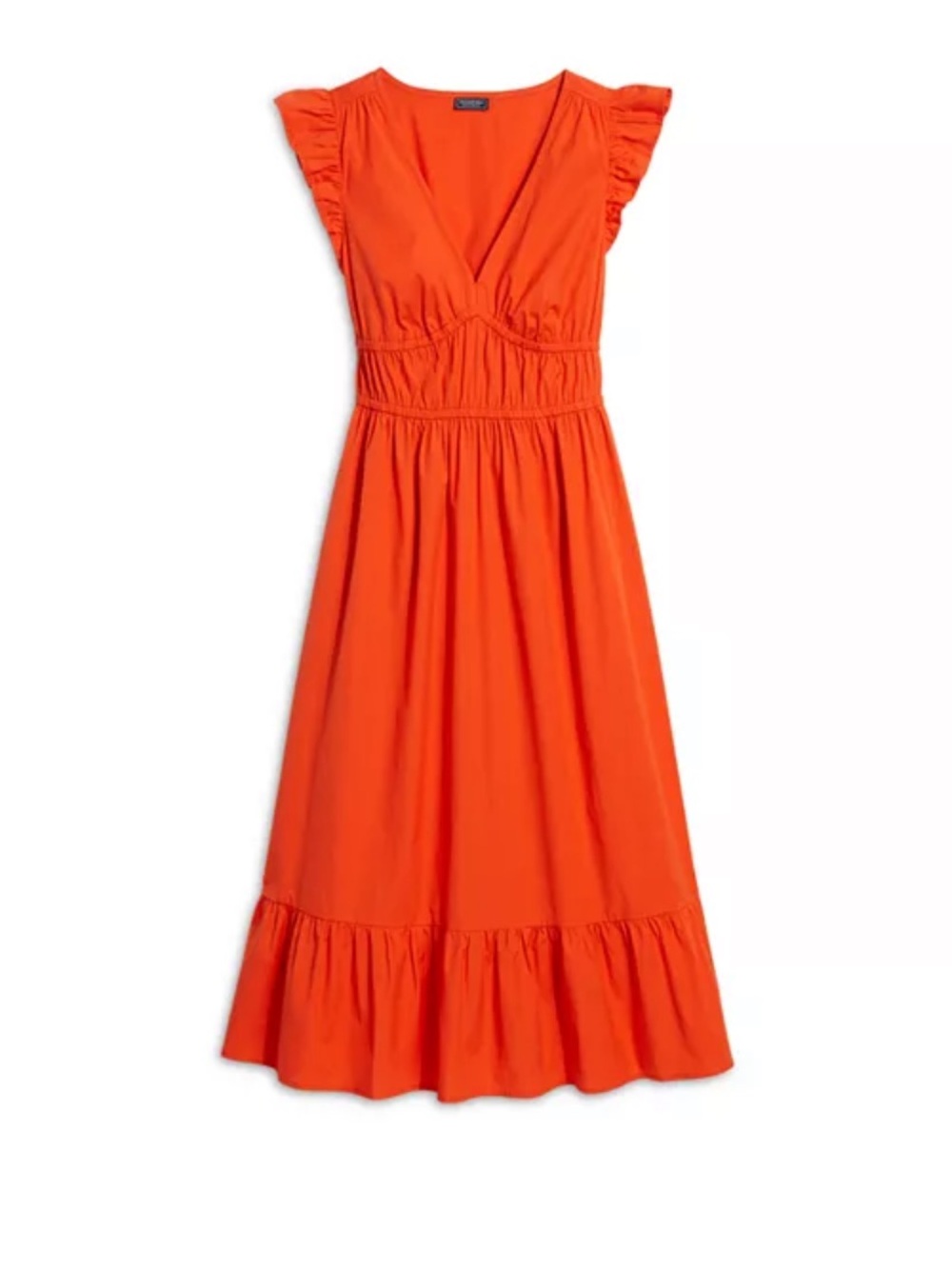 Vineyard Vines Marina Poplin Flutter Sleeve Midi Dress Orange Size Small